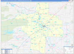 Little Rock-North Little Rock-Conway Metro Area Wall Map Basic Style 2024
